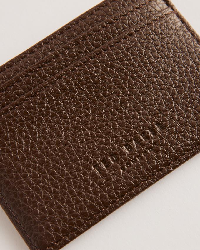 Porte-Carte Ted Baker Debossed Textured Leather Marron Chocolat Homme | FQK-41569988